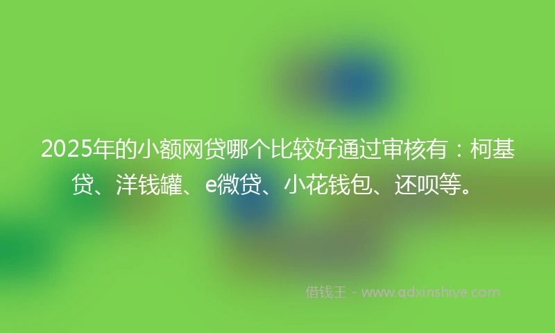 2025年的小额网贷哪个比较好通过审核有：柯基贷、洋钱罐、e微贷、小花钱包、还呗等。