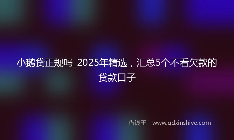 小鹅贷正规吗_2025年精选，汇总5个不看欠款的贷款口子