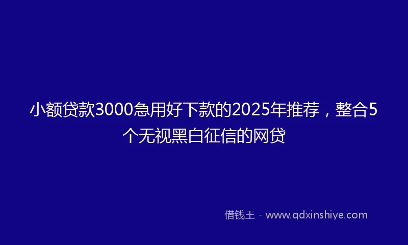 小额贷款3000急用好下款的2025年推荐，整合5个无视黑白征信的网贷