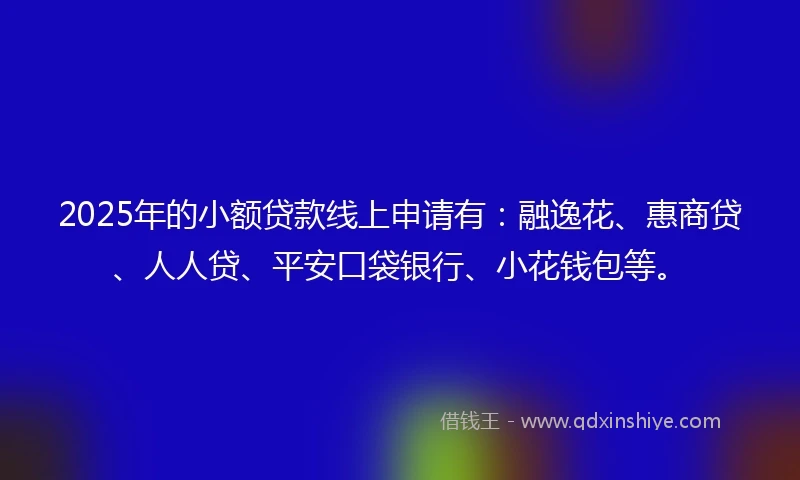 2025年的小额贷款线上申请有：融逸花、惠商贷、人人贷、平安口袋银行、小花钱包等。
