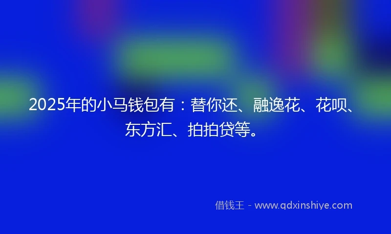 2025年的小马钱包有：替你还、融逸花、花呗、东方汇、拍拍贷等。