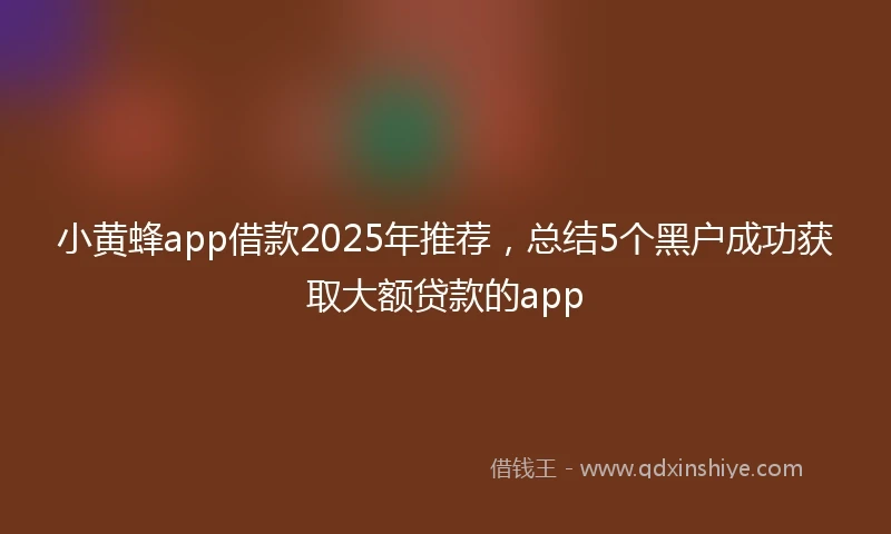 小黄蜂app借款2025年推荐，总结5个黑户成功获取大额贷款的app