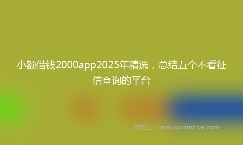 小额借钱2000app2025年精选，总结五个不看征信查询的平台