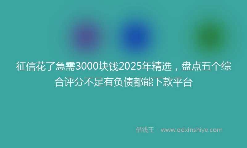 征信花了急需3000块钱2025年精选，盘点五个综合评分不足有负债都能下款平台