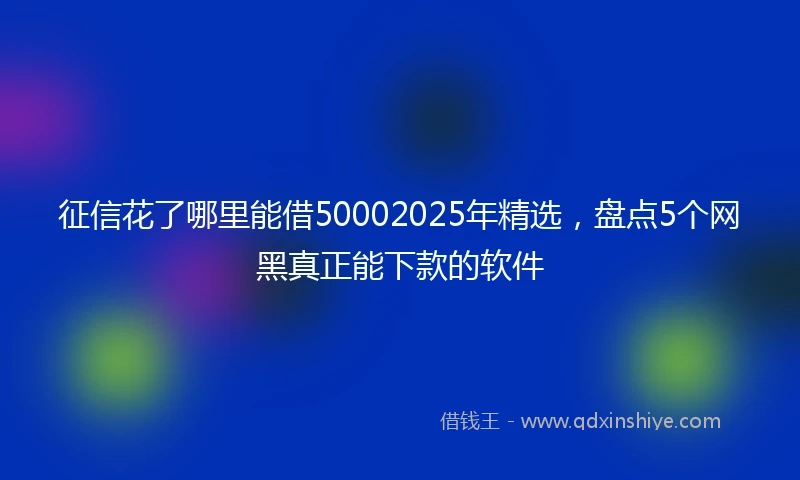 征信花了哪里能借50002025年精选，盘点5个网黑真正能下款的软件