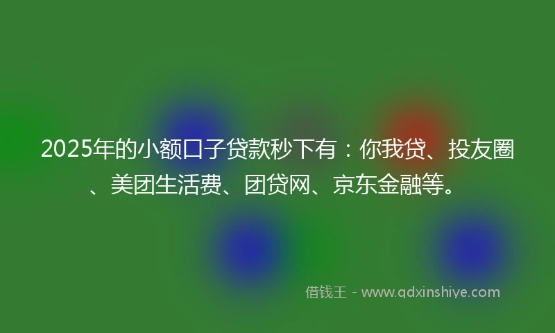 2025年的小额口子贷款秒下有：你我贷、投友圈、美团生活费、团贷网、京东金融等。