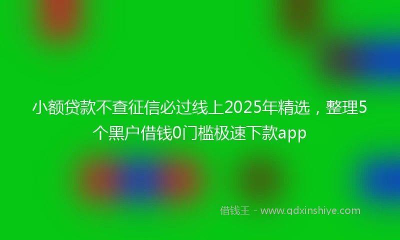 小额贷款不查征信必过线上2025年精选，整理5个黑户借钱0门槛极速下款app