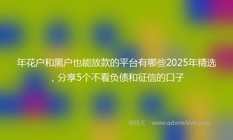 年花户和黑户也能放款的平台有哪些2025年精选，分享5个不看负债和征信的口子