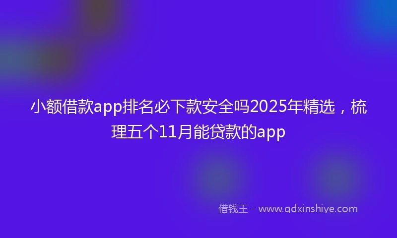 小额借款app排名必下款安全吗2025年精选，梳理五个11月能贷款的app