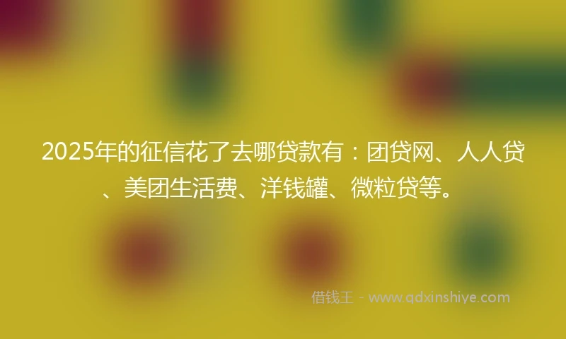 2025年的征信花了去哪贷款有:团贷网、人人贷、美团生活费、洋钱罐、微粒贷等。