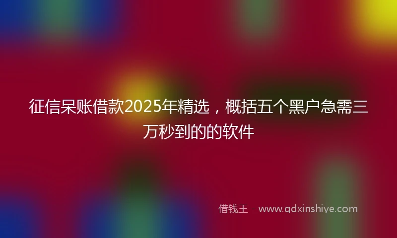 征信呆账借款2025年精选，概括五个黑户急需三万秒到的的软件