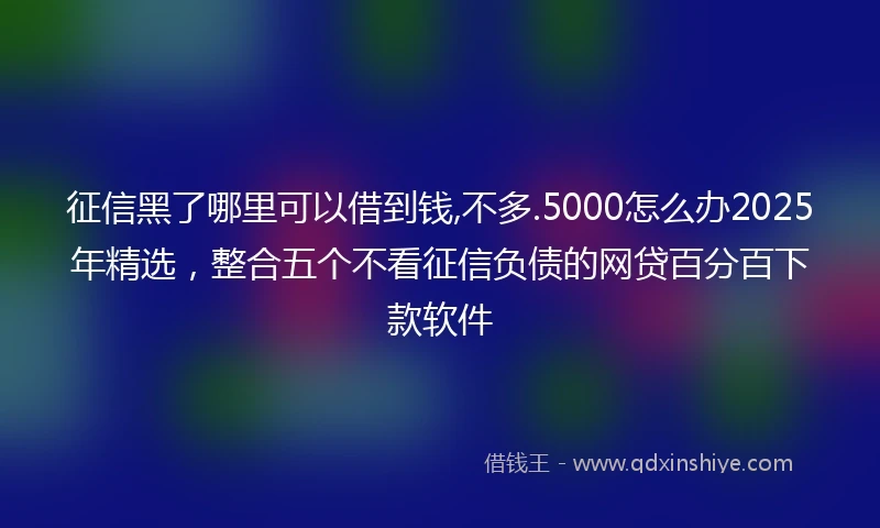 征信黑了哪里可以借到钱,不多.5000怎么办2025年精选，整合五个不看征信负债的网贷百分百下款软件