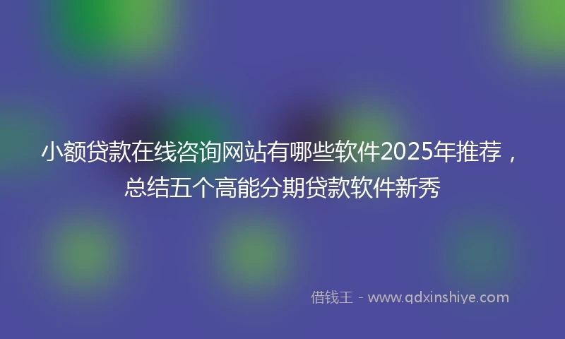 小额贷款在线咨询网站有哪些软件2025年推荐，总结五个高能分期贷款软件新秀