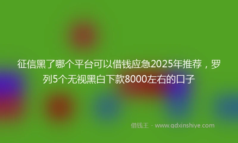 征信黑了哪个平台可以借钱应急2025年推荐，罗列5个无视黑白下款8000左右的口子
