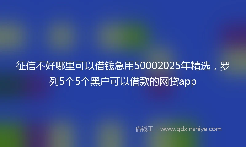 征信不好哪里可以借钱急用50002025年精选，罗列5个5个黑户可以借款的网贷app
