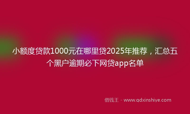 小额度贷款1000元在哪里贷2025年推荐，汇总五个黑户逾期必下网贷app名单