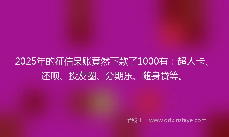 2025年的征信呆账竟然下款了1000有：超人卡、还呗、投友圈、分期乐、随身贷等。