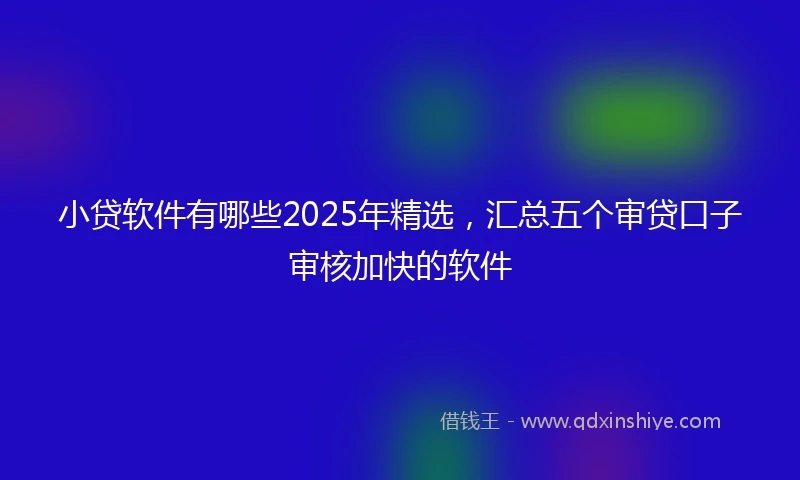 小贷软件有哪些2025年精选，汇总五个审贷口子审核加快的软件