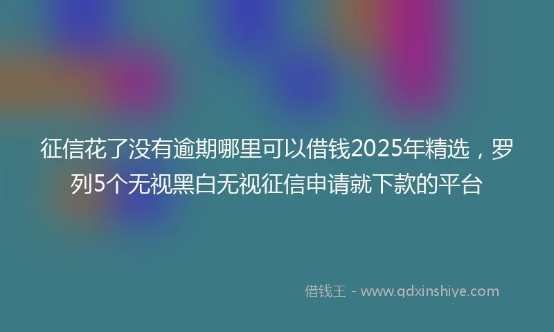 征信花了没有逾期哪里可以借钱2025年精选，罗列5个无视黑白无视征信申请就下款的平台