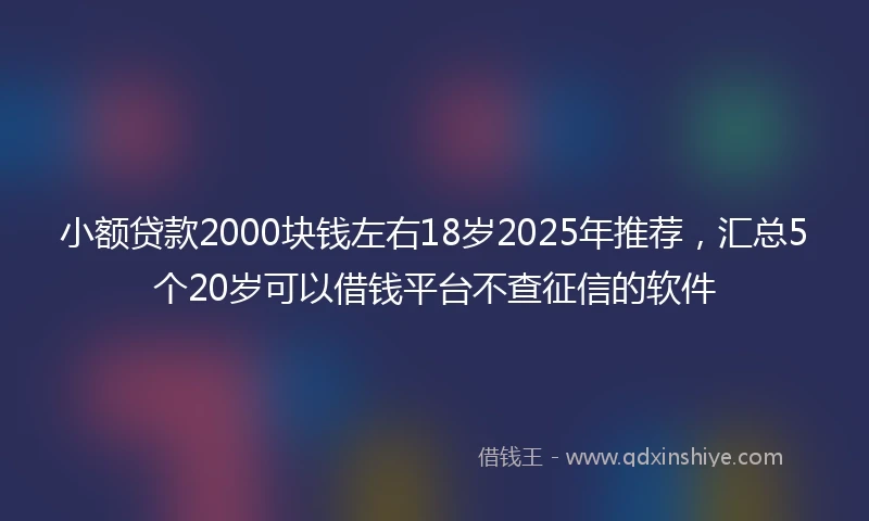 小额贷款2000块钱左右18岁2025年推荐，汇总5个20岁可以借钱平台不查征信的软件