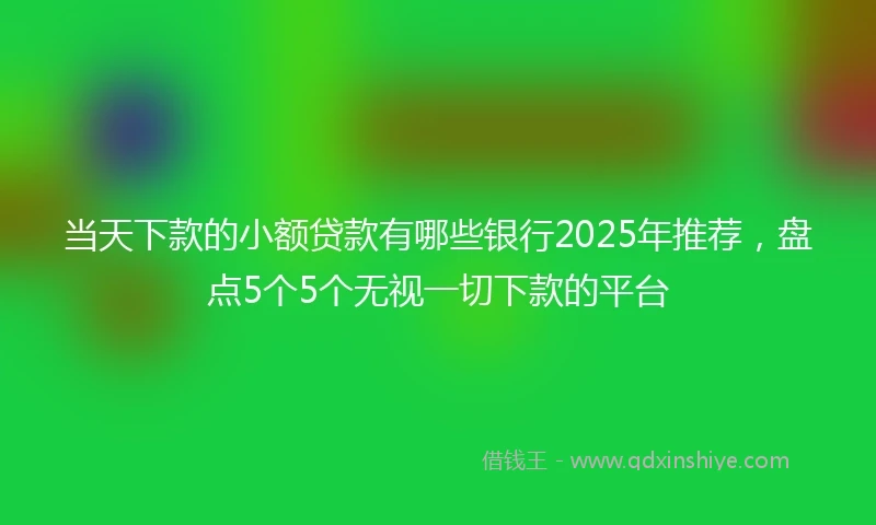 当天下款的小额贷款有哪些银行2025年推荐，盘点5个5个无视一切下款的平台