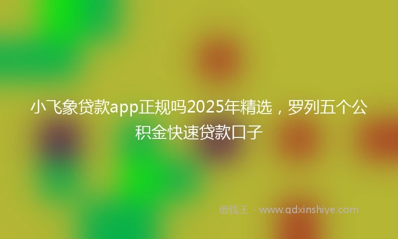 小飞象贷款app正规吗2025年精选，罗列五个公积金快速贷款口子