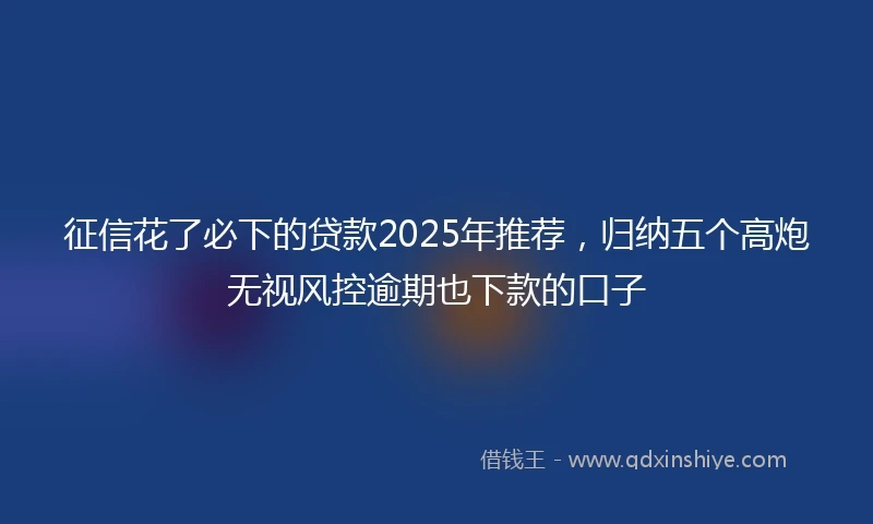 征信花了必下的贷款2025年推荐，归纳五个高炮无视风控逾期也下款的口子