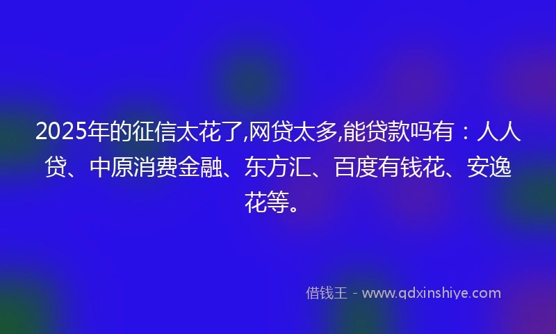 2025年的征信太花了,网贷太多,能贷款吗有：人人贷、中原消费金融、东方汇、百度有钱花、安逸花等。