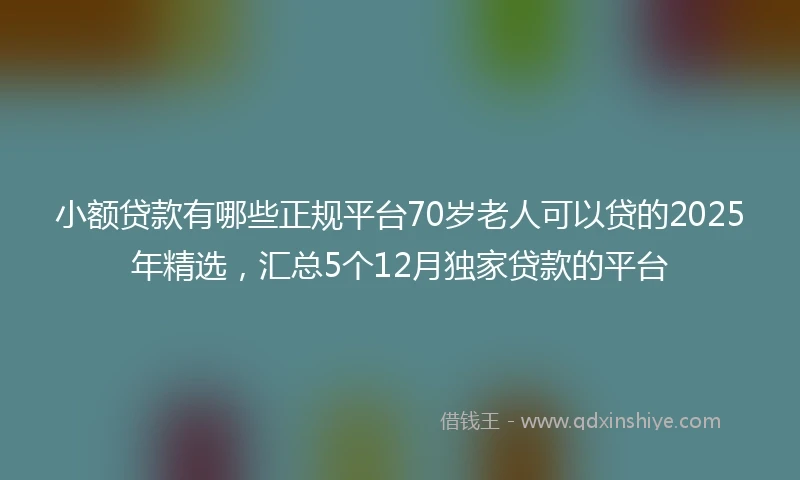 小额贷款有哪些正规平台70岁老人可以贷的2025年精选，汇总5个12月独家贷款的平台