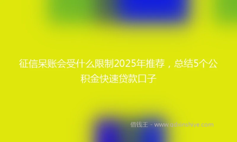 征信呆账会受什么限制2025年推荐，总结5个公积金快速贷款口子