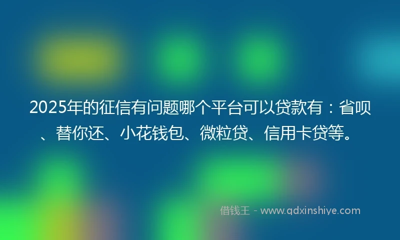 2025年的征信有问题哪个平台可以贷款有：省呗、替你还、小花钱包、微粒贷、信用卡贷等。