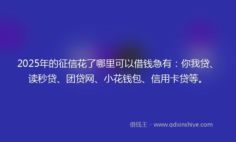 2025年的征信花了哪里可以借钱急有：你我贷、读秒贷、团贷网、小花钱包、信用卡贷等。