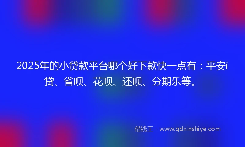 2025年的小贷款平台哪个好下款快一点有：平安i贷、省呗、花呗、还呗、分期乐等。