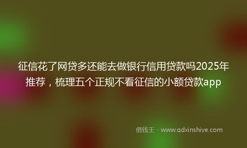 征信花了网贷多还能去做银行信用贷款吗2025年推荐，梳理五个正规不看征信的小额贷款app