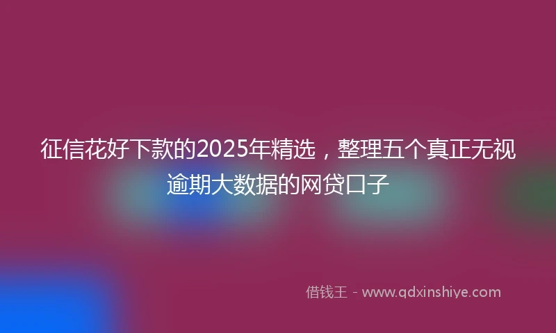 征信花好下款的2025年精选，整理五个真正无视逾期大数据的网贷口子