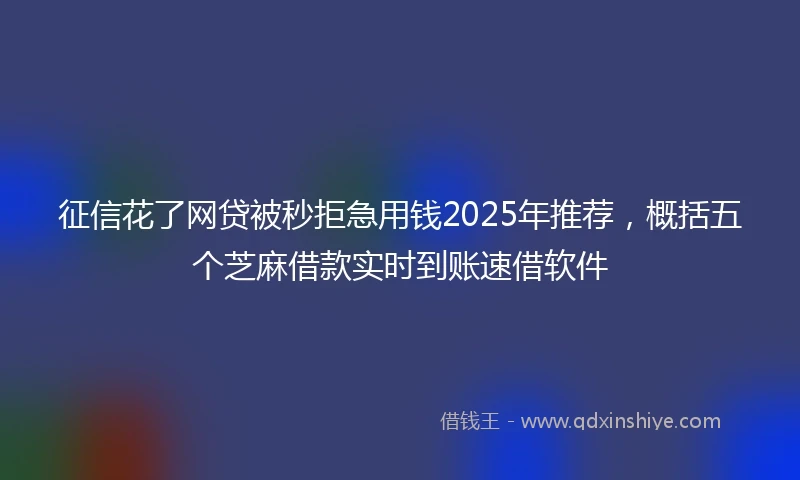 征信花了网贷被秒拒急用钱2025年推荐，概括五个芝麻借款实时到账速借软件