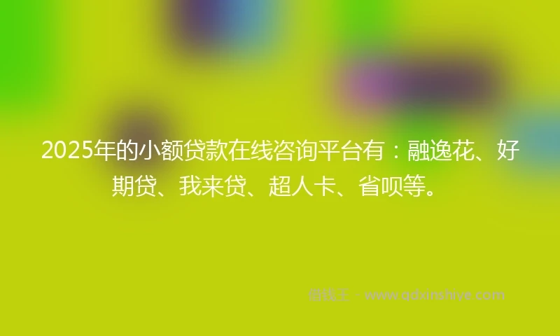 2025年的小额贷款在线咨询平台有：融逸花、好期贷、我来贷、超人卡、省呗等。