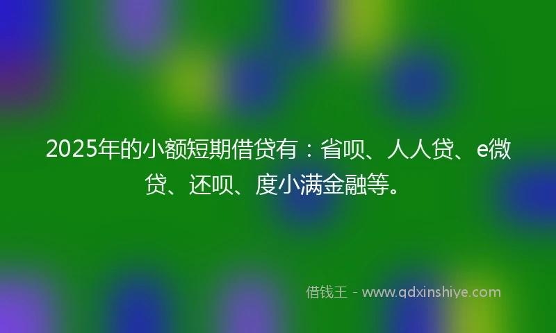 2025年的小额短期借贷有：省呗、人人贷、e微贷、还呗、度小满金融等。