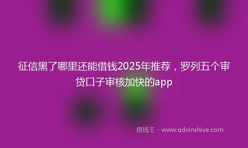 征信黑了哪里还能借钱2025年推荐，罗列五个审贷口子审核加快的app