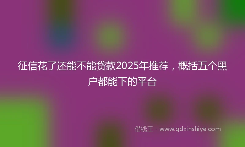 征信花了还能不能贷款2025年推荐，概括五个黑户都能下的平台