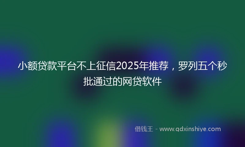 小额贷款平台不上征信2025年推荐，罗列五个秒批通过的网贷软件