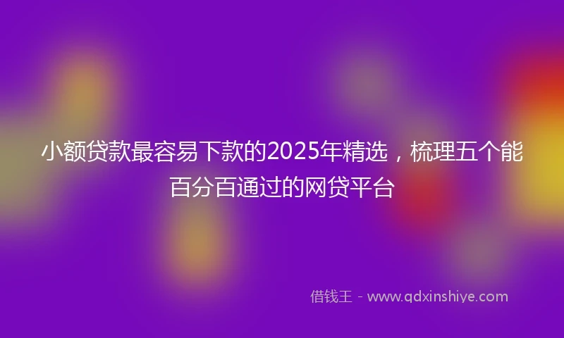 小额贷款最容易下款的2025年精选，梳理五个能百分百通过的网贷平台