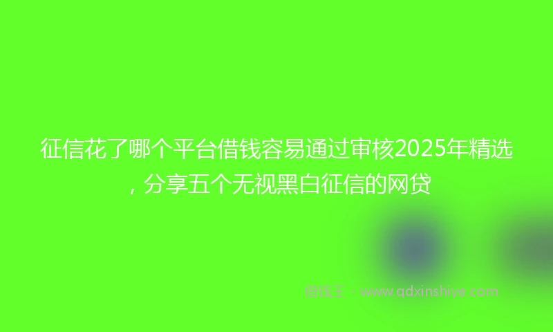 征信花了哪个平台借钱容易通过审核2025年精选，分享五个无视黑白征信的网贷