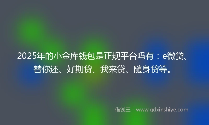2025年的小金库钱包是正规平台吗有：e微贷、替你还、好期贷、我来贷、随身贷等。