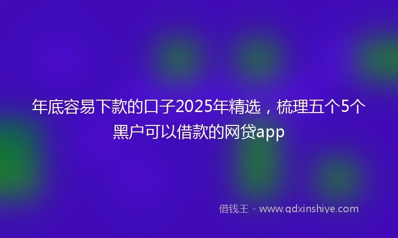 年底容易下款的口子2025年精选，梳理五个5个黑户可以借款的网贷app