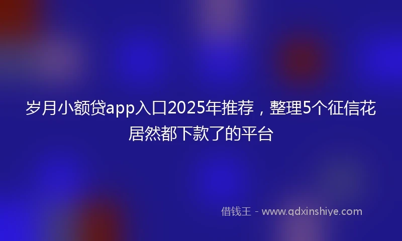 岁月小额贷app入口2025年推荐，整理5个征信花居然都下款了的平台