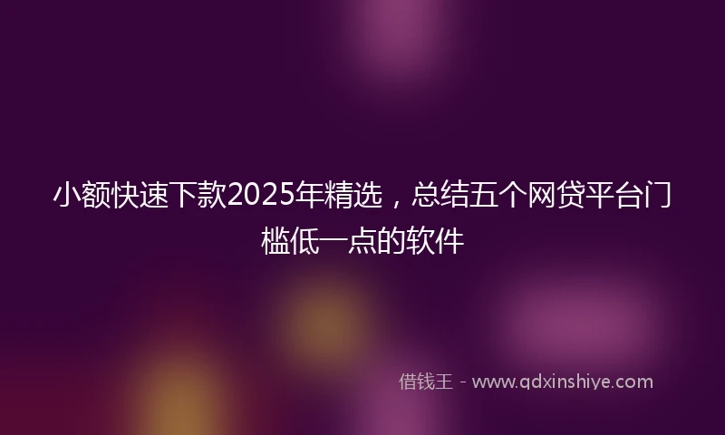 小额快速下款2025年精选，总结五个网贷平台门槛低一点的软件