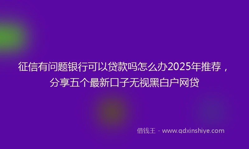 征信有问题银行可以贷款吗怎么办2025年推荐，分享五个最新口子无视黑白户网贷