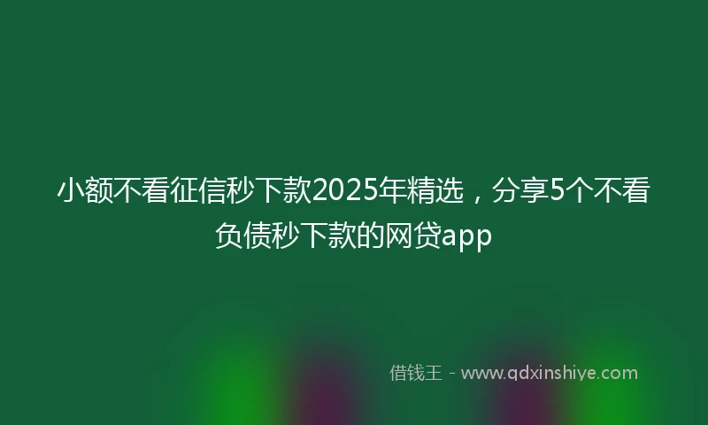 小额不看征信秒下款2025年精选，分享5个不看负债秒下款的网贷app