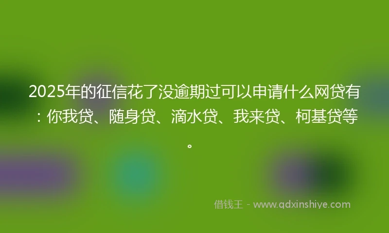 2025年的征信花了没逾期过可以申请什么网贷有：你我贷、随身贷、滴水贷、我来贷、柯基贷等。